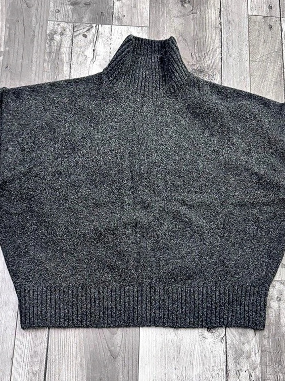 Zara Gray Fuzzy Turtleneck Sweater Wool Blend Women’s Small Cozy Knit
